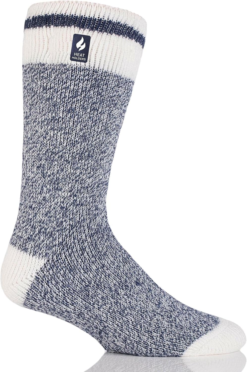 HEAT HOLDERS Men's Jeffrey ORIGINAL Cream Block Twist Crew Socks | Warm + Soft, Hiking, Cabin, Hunting, Outdoor, Cozy Socks