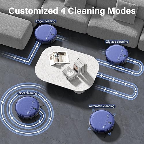 Miniatura 7 de Robot aspirador y trapeador, robot aspirador 2 en 1, perfecto para pelo de mascotas, suelo duro y alfombra, anti-golpes, anticaídas, aplicación, voz