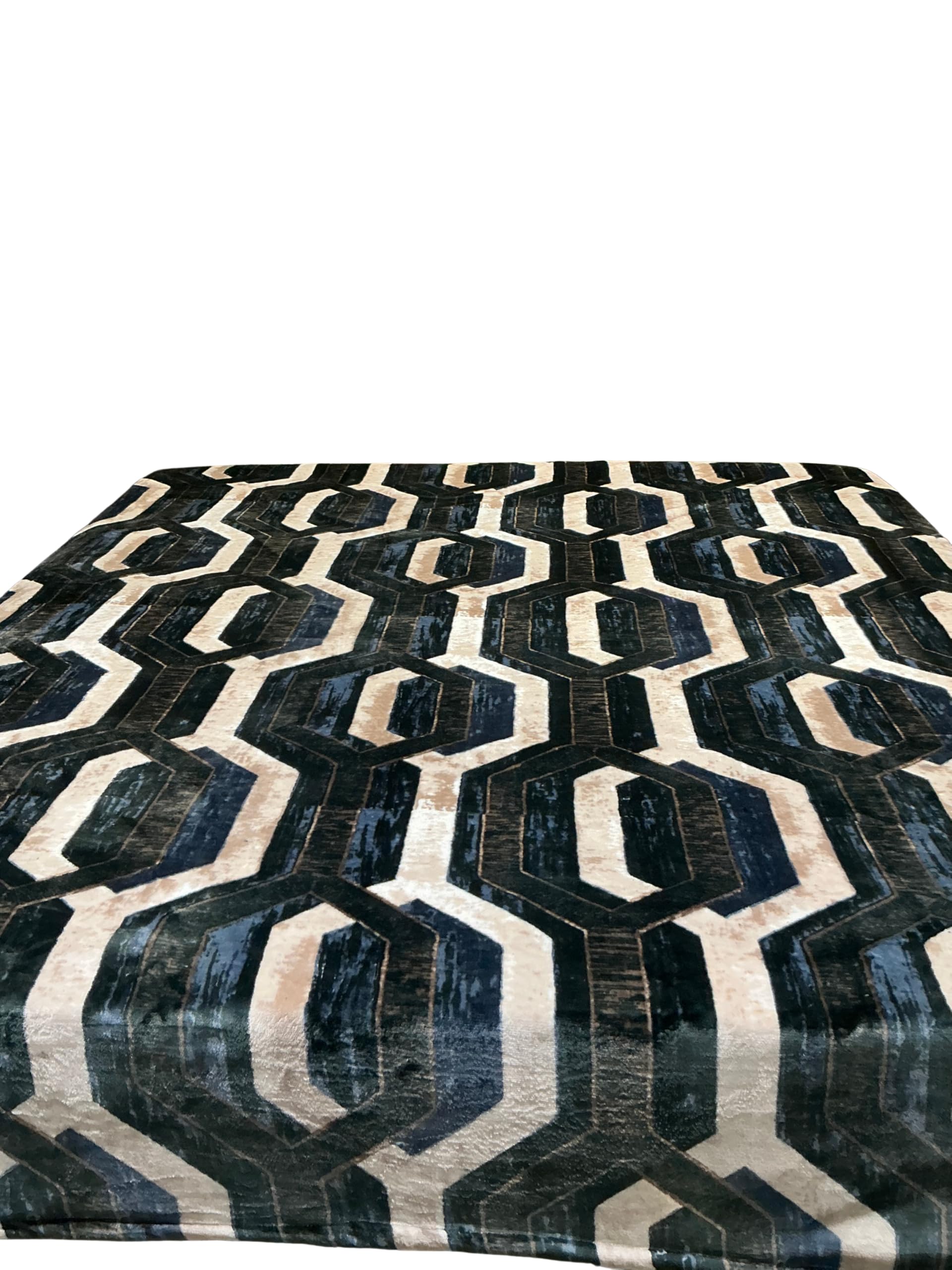 Geometric Velvet Duvet Cover, Navy, Bronze and Cream, Interlocking Hexagonal Pattern, Premium High-Density Velvet-image-38