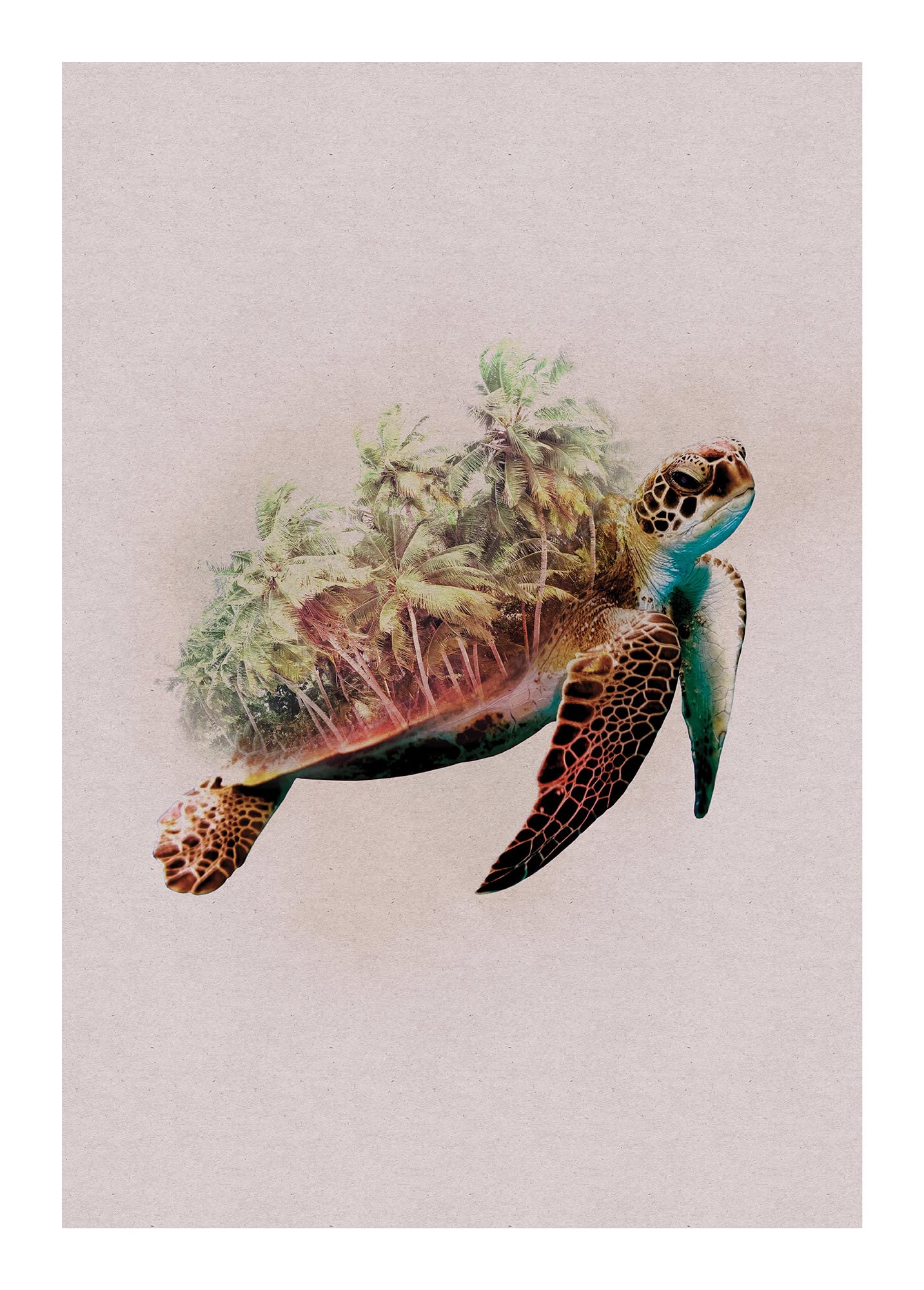 Póster artístico Animals Paradise Turtle de 50x70 cm, elegante lámina de pared Comar