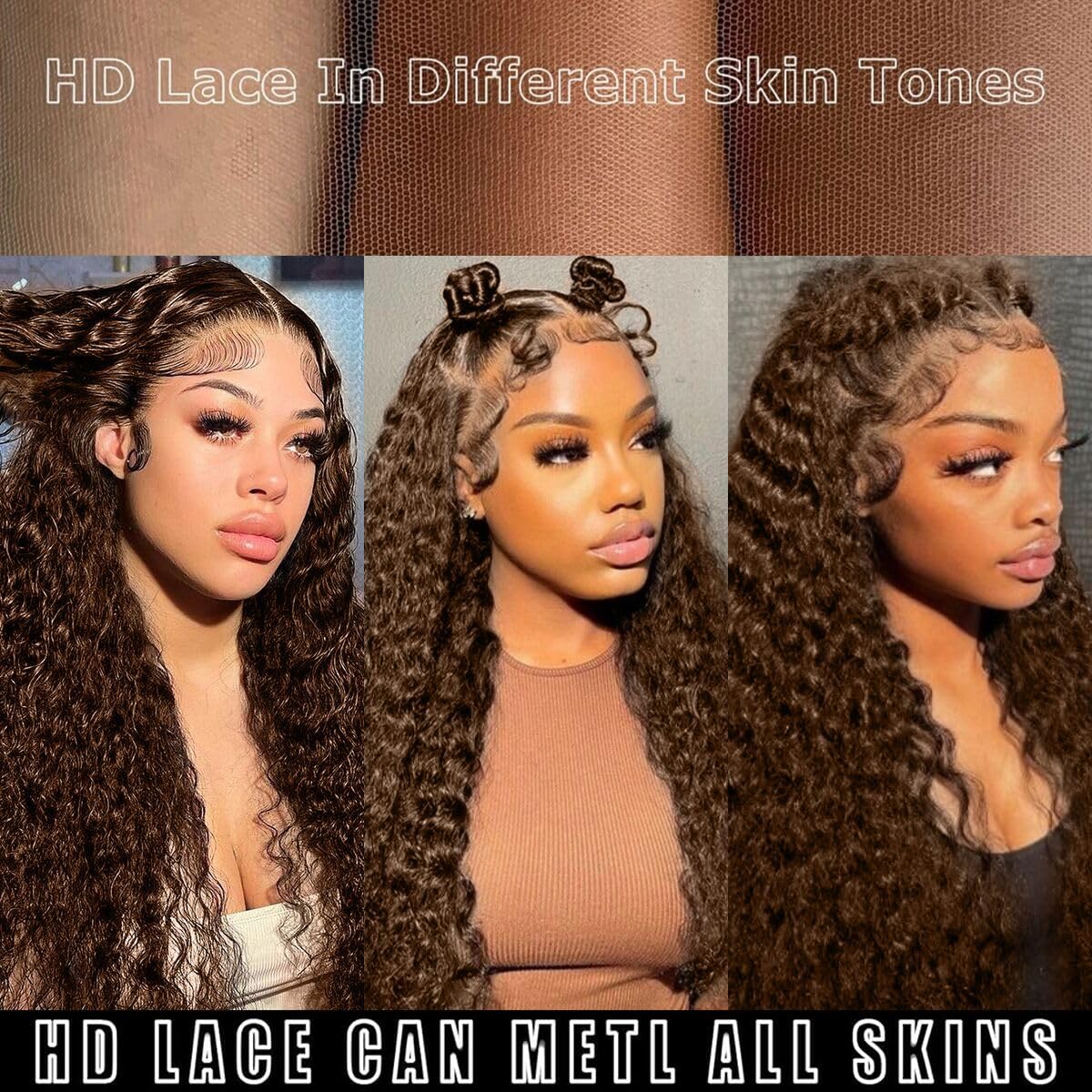 200 Density Chocolate Brown Lace Front Wig Human Hair 24 Inch 13x6 HD Deep Wave Lace Front Wigs Human Hair Colored Deep Curly Lace Frontal Wigs Glueless Wig for Woman Pre Plucked with Natural Hairline