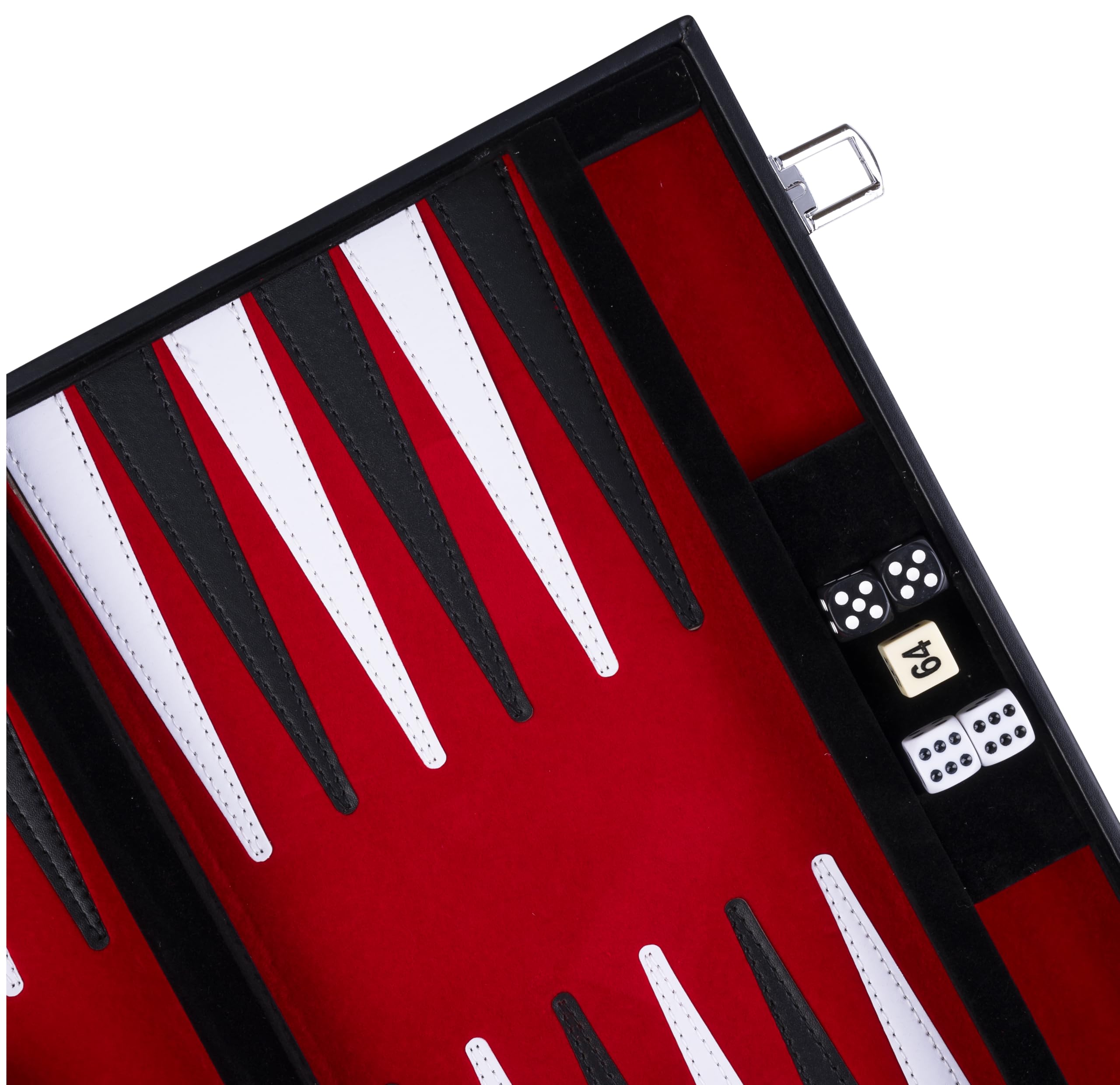 Engelhart - 250516 - Backgammon 15 Pouces - 36 x 48 cm Ouvert - Valise en Simili Cuir & Feutre - Rouge/Noir/Blanc - Jeu de Stratégie - Jeu de Backgammon