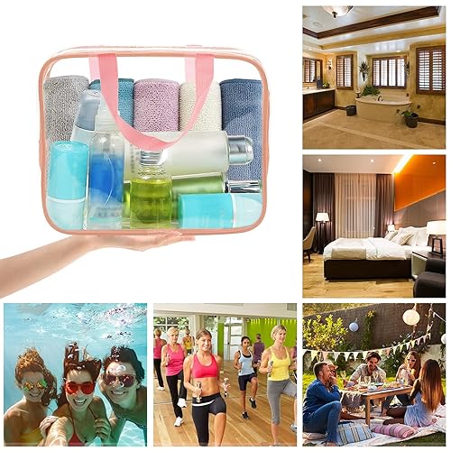 Vista 7 de APREUTY Bolsas de maquillaje transparentes, aprobadas por la TSA, juego de 6 bolsas de maquillaje cosmético de PVC transparente con asa