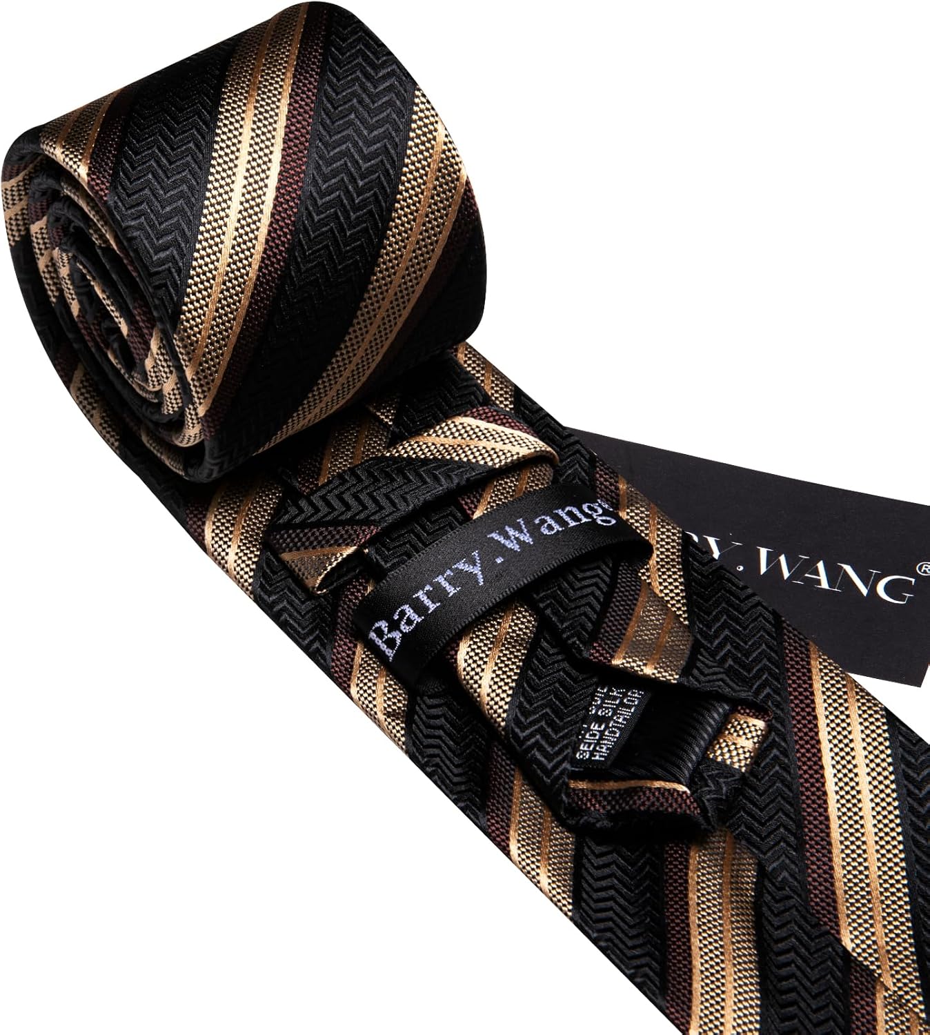 Barry.Wang Silk Men Ties Formal Stripes Necktie and Tie Clip for Wedding Party Business Fashion Classic - Image 6