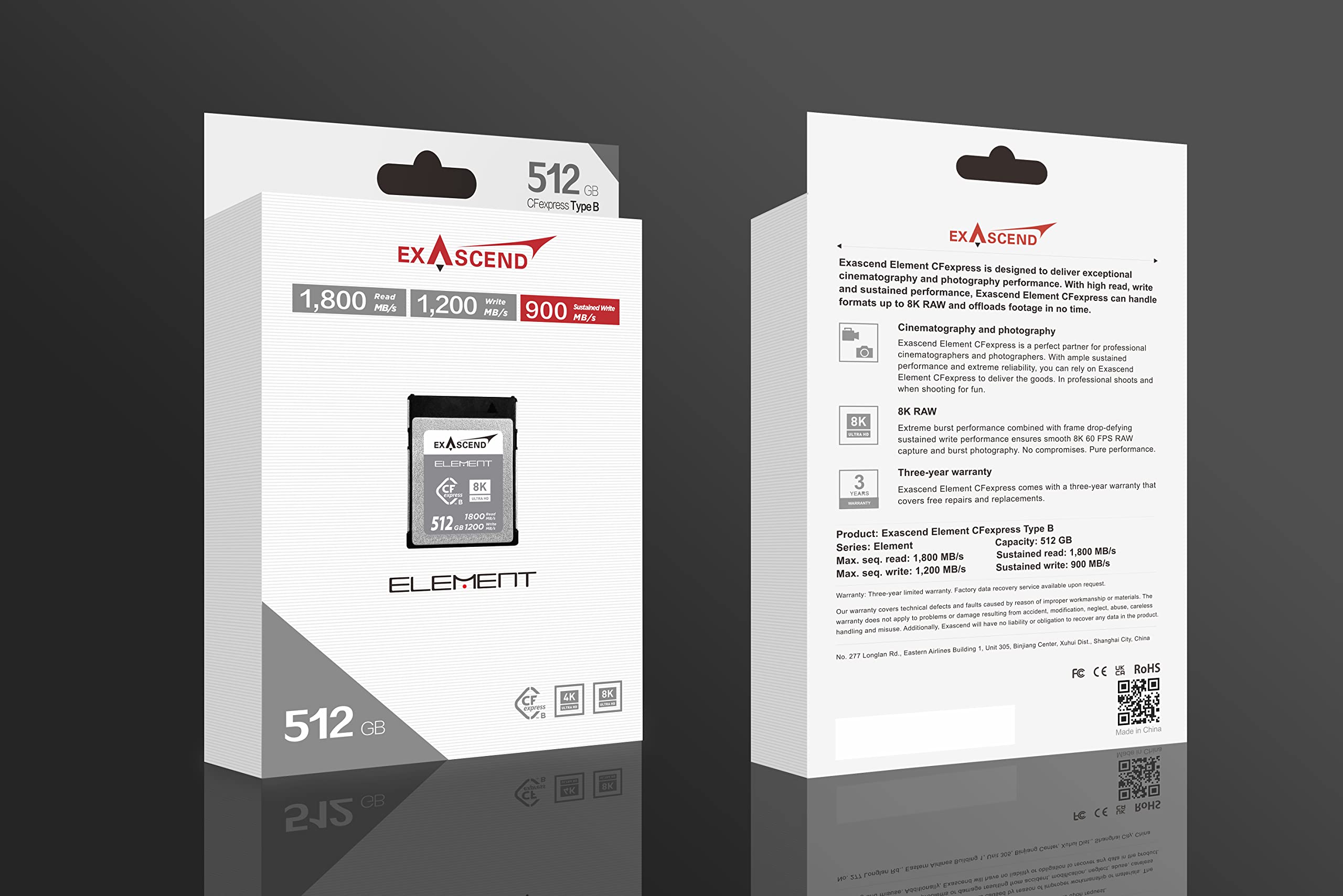 EXASCEND Cartes CF Express type B 512Go R1800/W1200