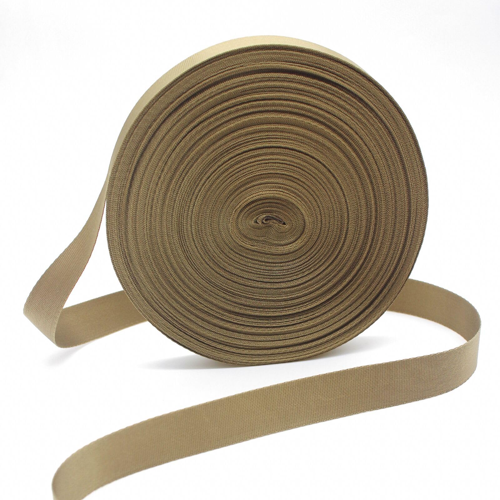 Khaki 1 Inch Heavy Duty Nylon Webbing Straps 50Yds for Sewing