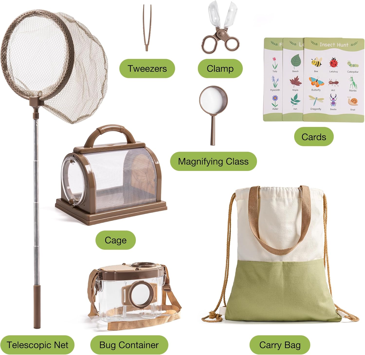 ROBOTIME Kids Explorer Kit, Outdoor Bug Catcher Kit for Kids with Magnifying Glass & Butterfly Net, Fun Bug Catching Kit for Backyard & Camping, Bug Catcher for Boys & Girls 3-12