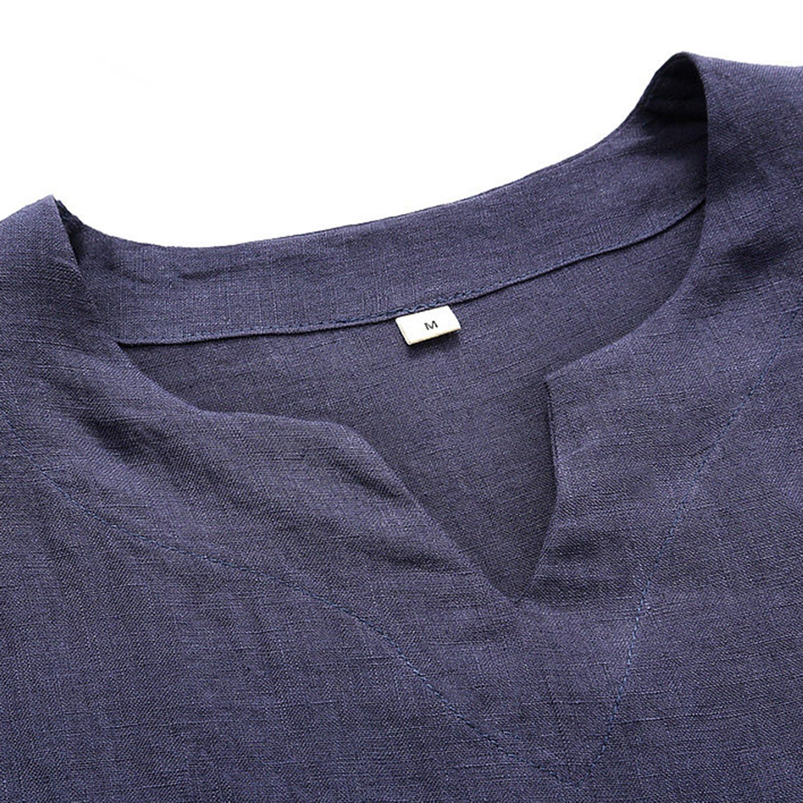 Magliette da uomo Magliette estive Maglia in stile cinese tradizionale con collo a V Abbigliamento da allenamento a maniche corte per Kung Fu e Tai Chi