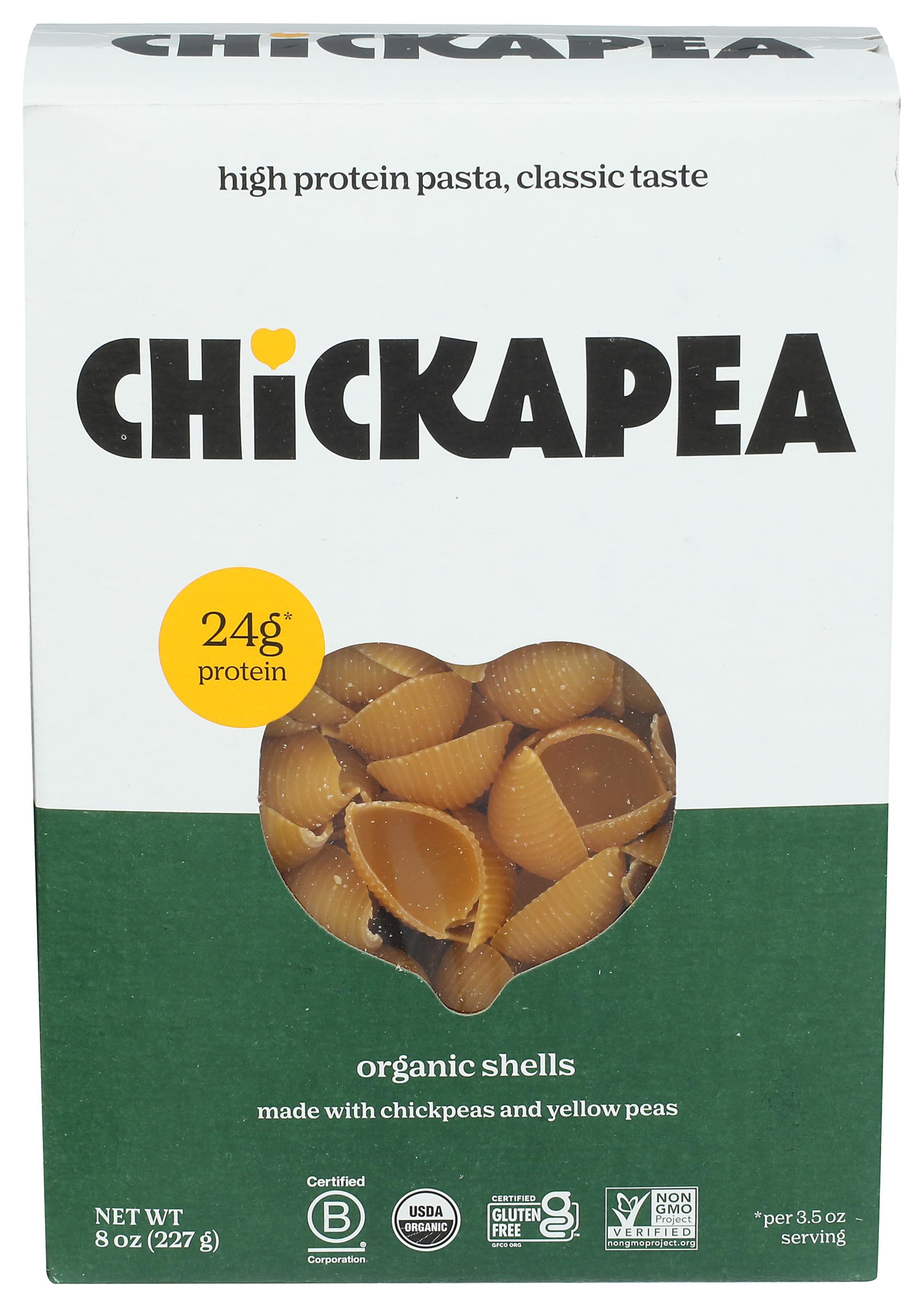 Chickapea Organic Chickpea And Lentils Shells - Vegan Pasta With 23 Grams of Protein and 11 Grams of Fiber - Non GMO