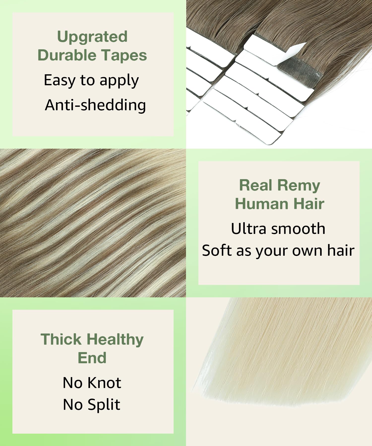 SURNEL Tape in Hair Extensions Human Hair Brown To Blonde 8T60 Tape Hair Extensions Blonde Real Human Hair Extensions Tape-ins 16 Inch 20 Pieces/50g (T16inch - Image 4