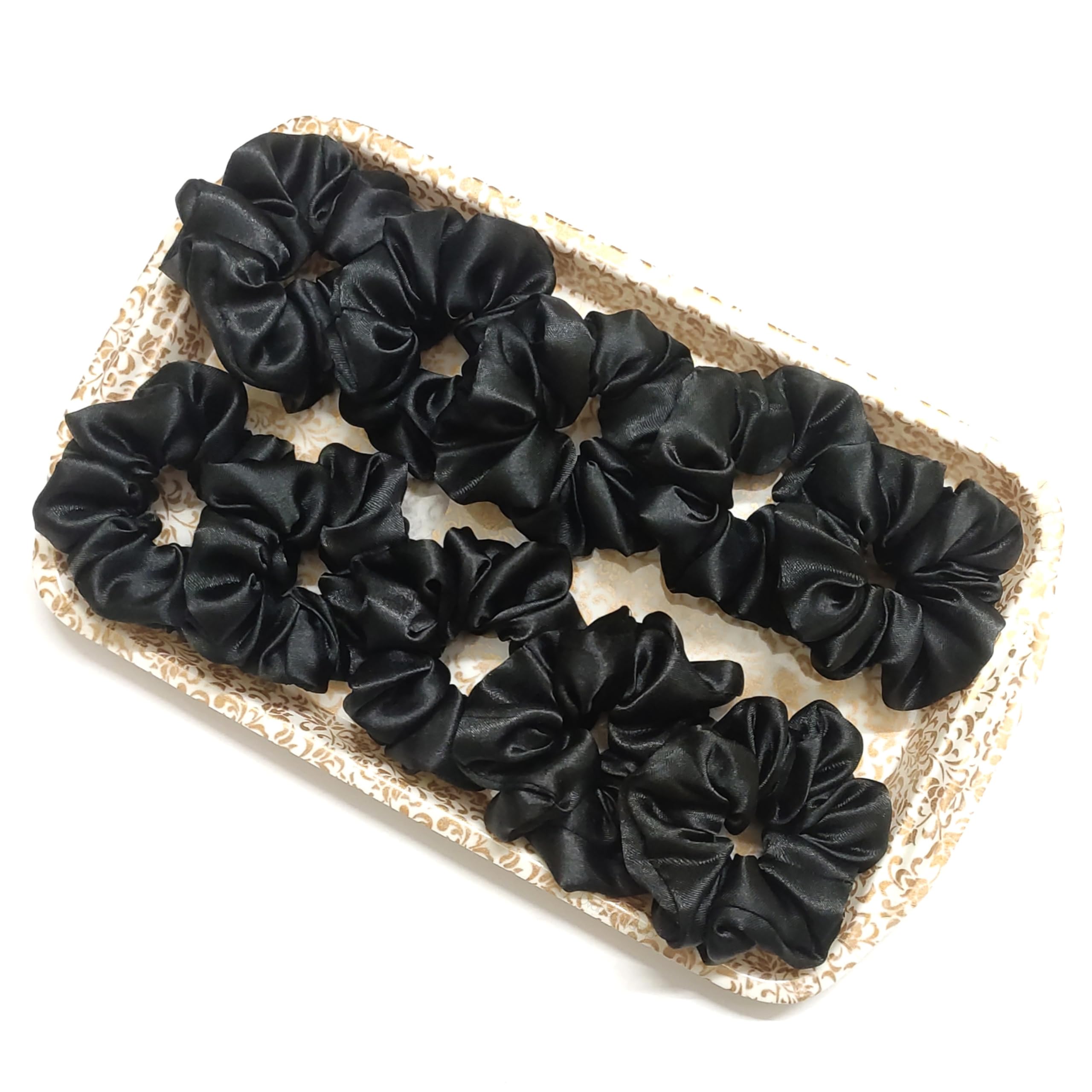 scrunchies for Women, Pack of 10, Satin Scrunchies (Black, Mini)