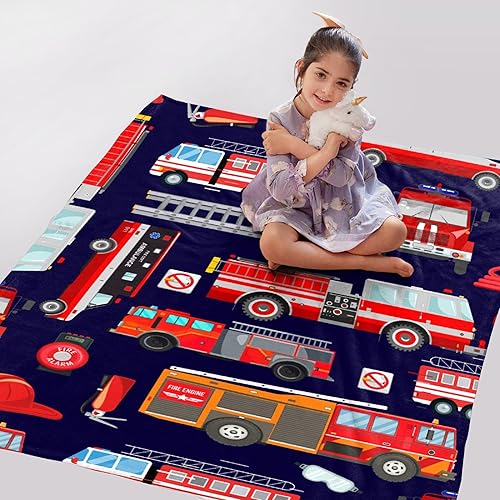 Miniatura 14 de Manta de bebé de bomberos con camión de bomberos, súper suave, manta acogedora para recién nacido, manta de recepción para bebé, manta para cuna, 40