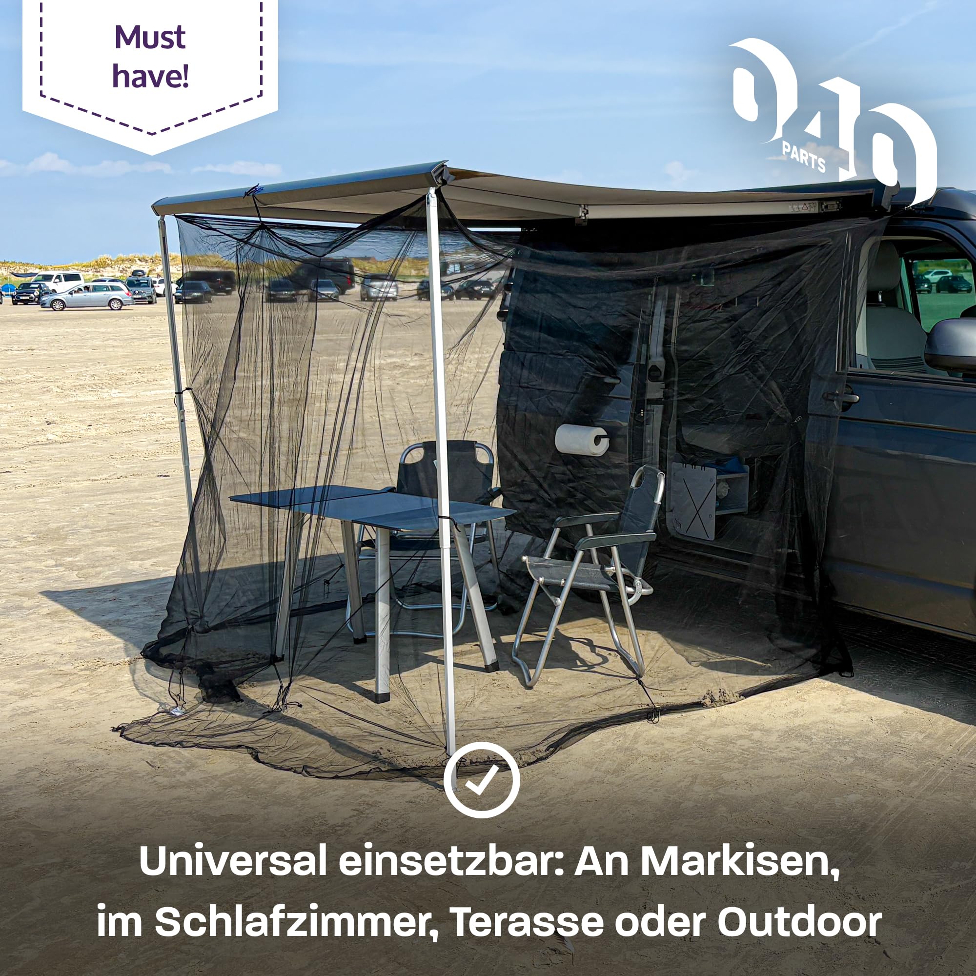 Moskitonetz für Markisen bei Campern Caravans Vans Wohnmobile und für den VW T5 T6 T6.1 California mit Thule, Fiamma oder Dometic Markisen