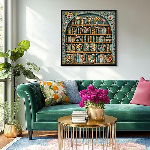 Miniatura 3 de Rompecabezas vintage para adultos de 1000 piezas, biblioteca de rompecabezas de biblioteca de rompecabezas de flores silvestres, rompecabezas de