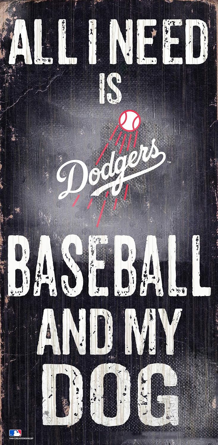 MLB Los Angeles Dodgers Unisex Los Angeles Dodgers Baseball and My Dog Sign, Team Color, 6 x 12