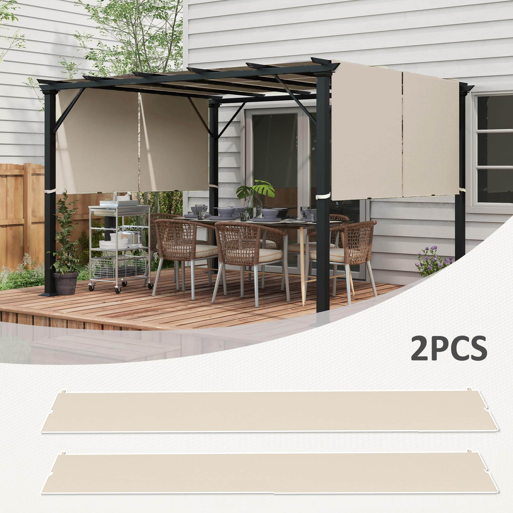 Outsunny Ersatzdach für Pergola 488 x 122 cm UV-Schutz Sonnensegel Terrassenüberdachung