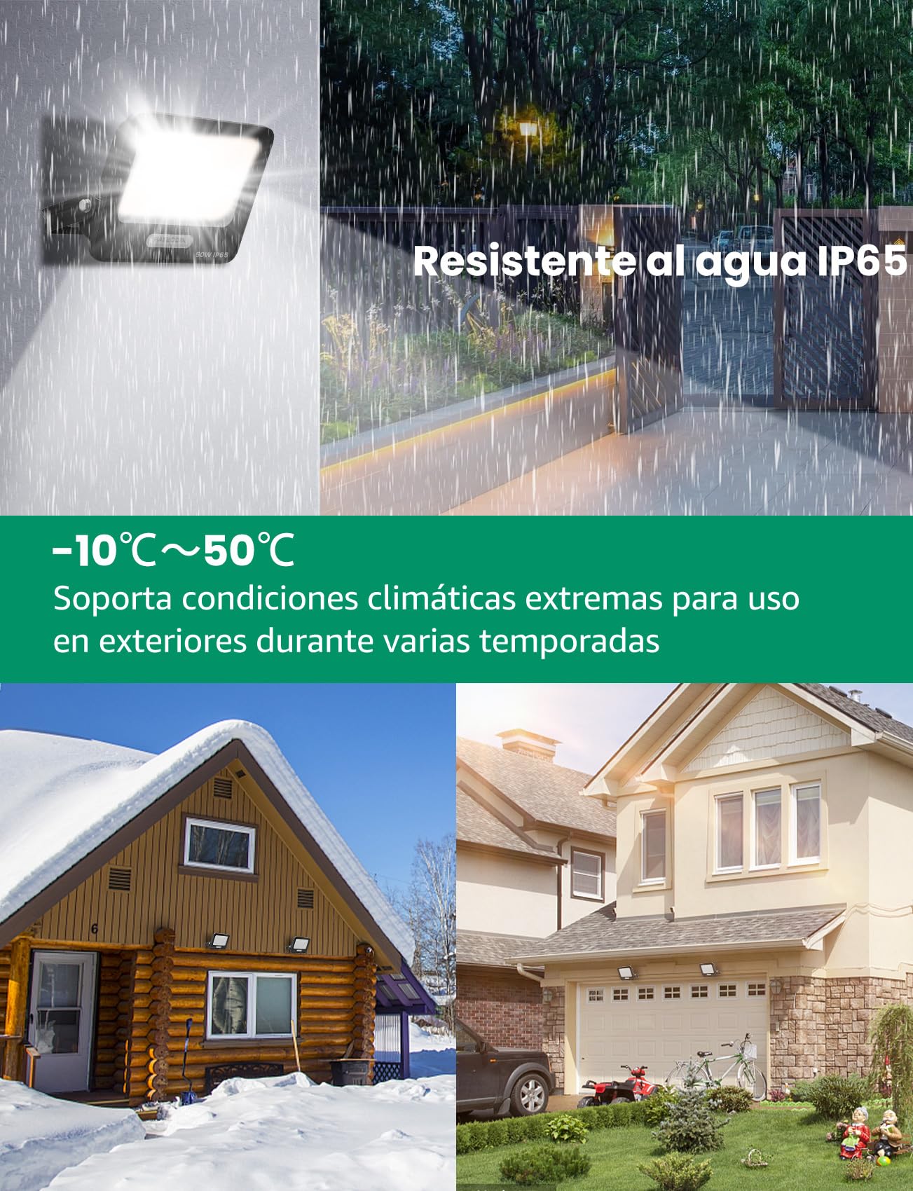Aigostar Foco LED Exterior 50w 4500LM, Focos Proyectore LED Exterior Impermeable IP65, 84 LEDs, 6500K Blanco Frío para Garaje,Jardín,Patio,Parque. 2 Piezas