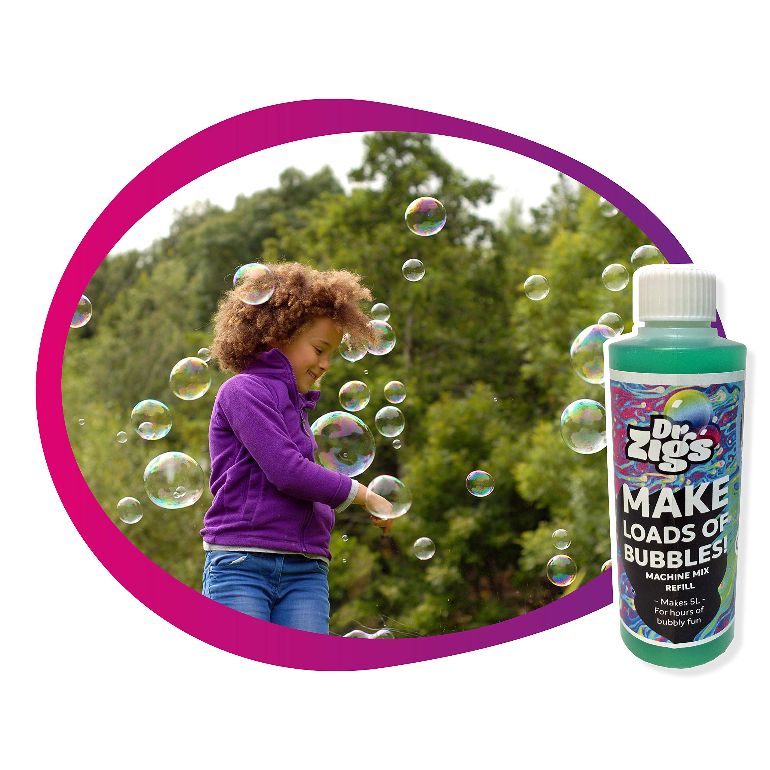 Dr ZigsEco Giant Bubble Mix - Machine Mixture Refill (Makes 5L) - Ultra Concentrate, Professional Grade Solution, World-Record Size Bubbles.