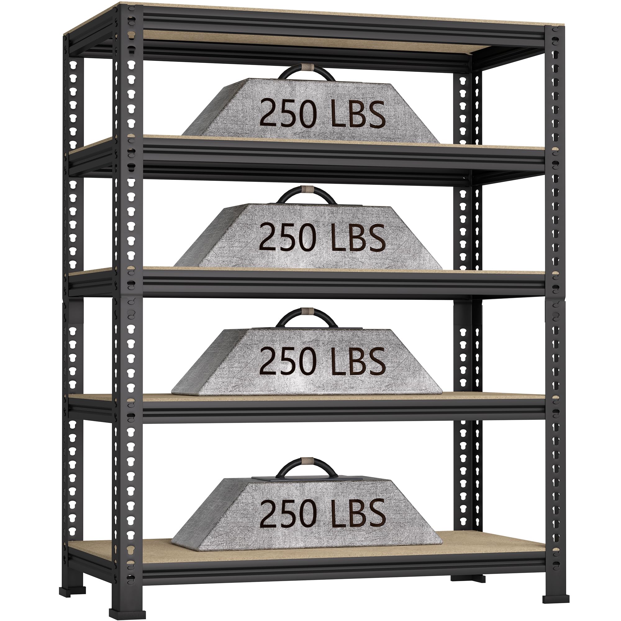 BuxWellBang 5-Shelf Heavy Duty Shelving - Adjustable Garage Storage Shelves, Metal Utility Storage Racks for Warehouse Pantry Basement Kitchen, Garage