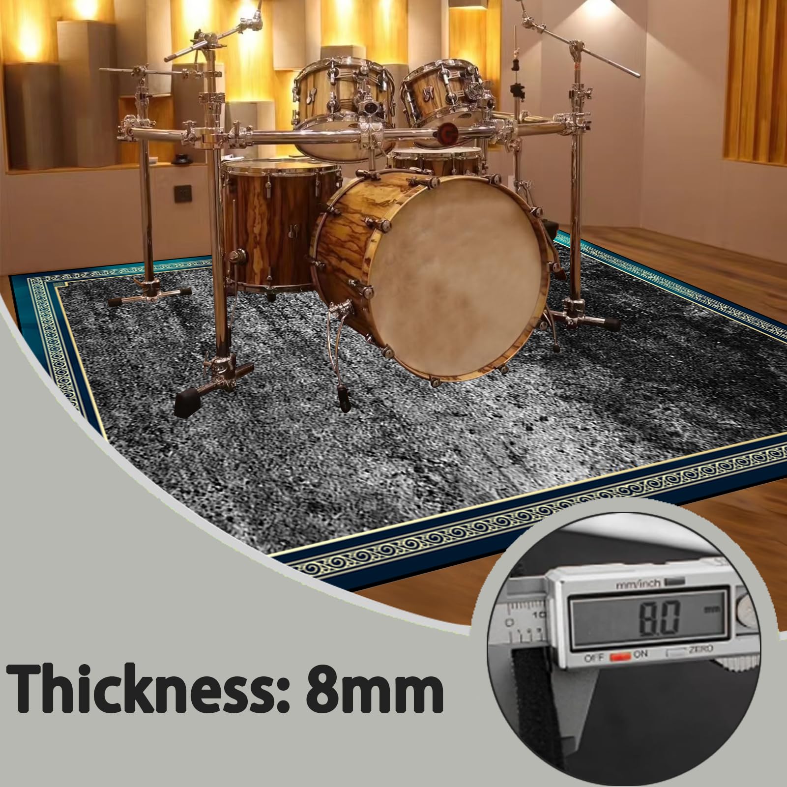 180 x 140 cm Schlagzeug Teppich Schlagzeugteppich Schallschutz Akustik Teppich Schallschutzmatte Drum Rug Drum Matte Trommelteppich rutschfeste Trommel Teppiche für Bass Drum Snare Jazz Drumteppich