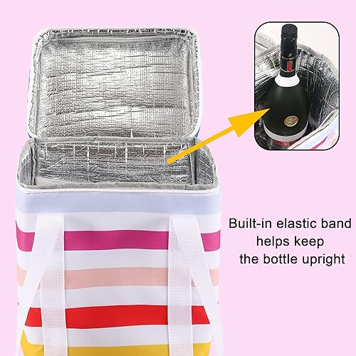 Miniatura 3 de Bolsa de vino para 4 botellas, aislada y a prueba de fugas, bolsa de vino para botella de vino, bolsa térmica aislada para viajes, picnic, playa,