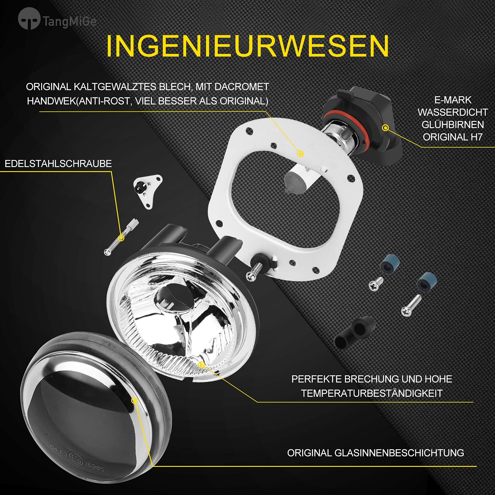 TangMiGe Fendinebbia compatibile con Mercedes Benz W164 W251 V251 R230 C209 C216 A209 S204 W204 W211, (Classe C CLK E M R S SL), 2002-2014, adatto solo per paraurti pacchetto AMG (Fumo Nero)