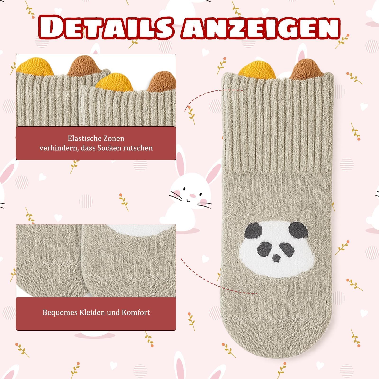 6 Paar Baby Socken 0-6 Monate, Weiche Baumwollsocken Anti Rutsch Socken Baby, Colours Lustige Socken mit Motiv, Antirutschsocken Baby mit Rutschfester Sohle, für Jungen Mädchen Kindersocken