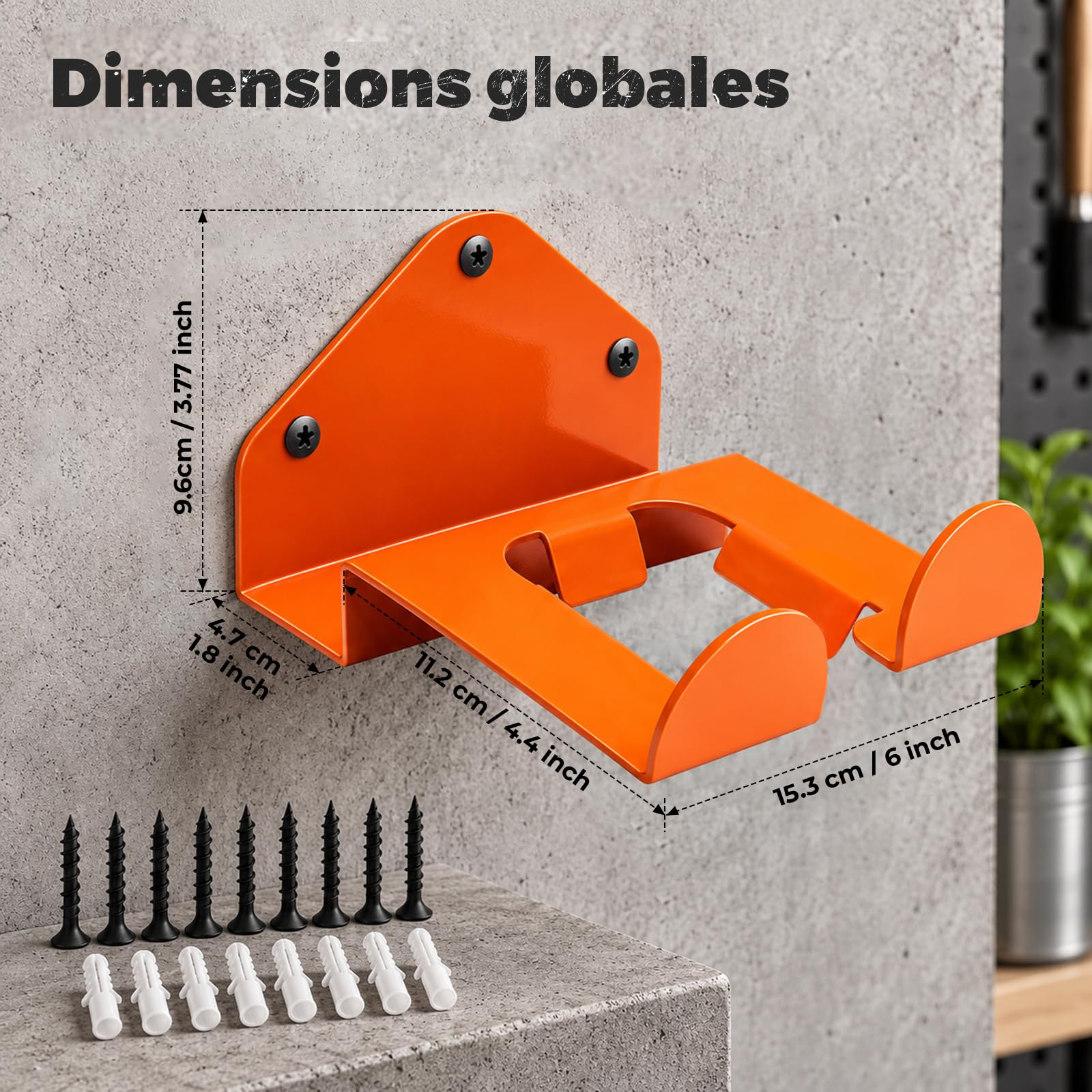 4 Pièces Support pour Débroussailleuse en Acier avec Vis de Montage