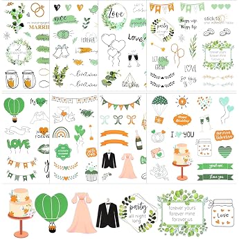 Stickers Wedding Guest Book 8 Sheets Vintage Eucalyptus Stickers