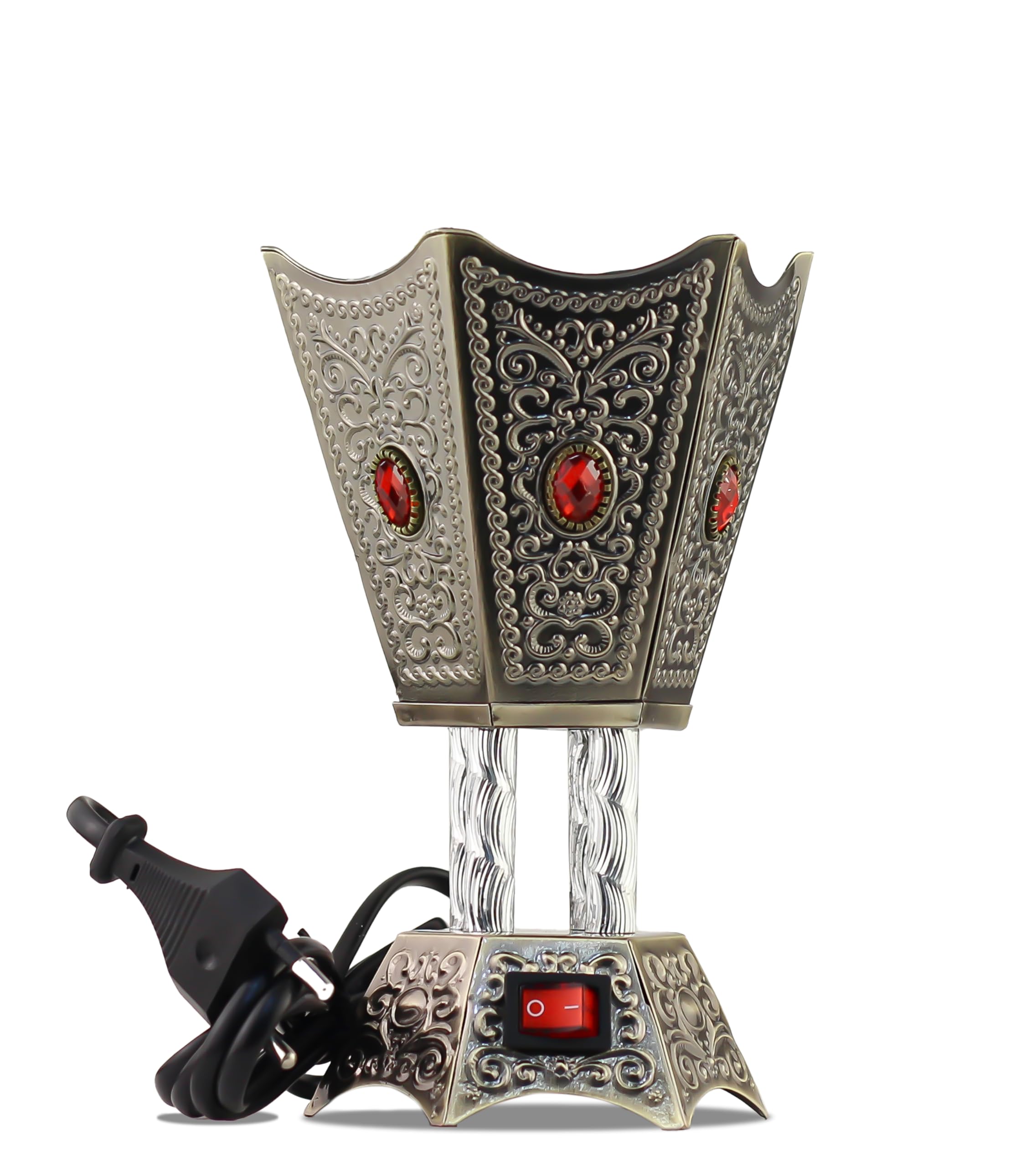 Arabian Electric Incense Burner Metal Vintage Arabic Burner - Middle Eastern Incense Holder, Electric Bakhoor Burner Suitable for Arabian Oud, Home & Hotel Decor (Style 15)