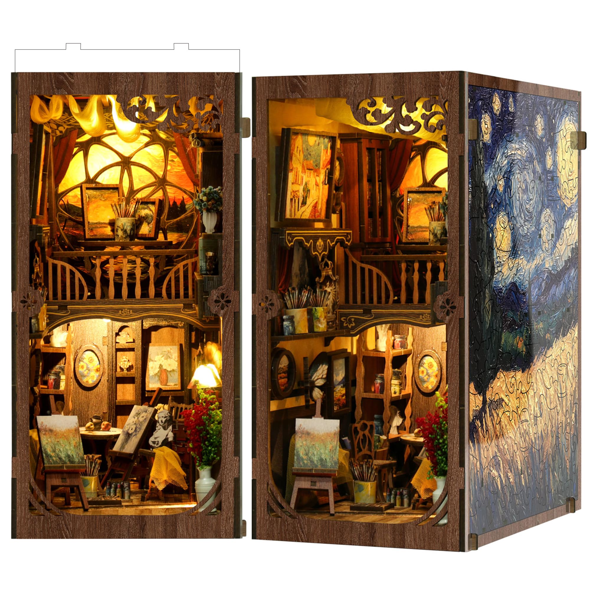 Kit Book Nook DIY per Adulti: LUMYCE Casa in Miniatura con Luci LED da Montare, Modellismo 3D Creativo per Decorare Librerie - Regalo Originale per Appassionati di Fai da Te