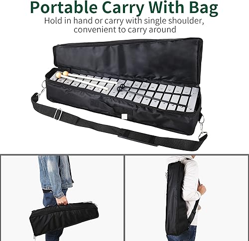 Miniatura 5 de Xilófono Glockenspiel plegable de 30 notas, kit de instrumentos de percusión para adultos y niños, incluye 4 mazos y bolsa de transporte
