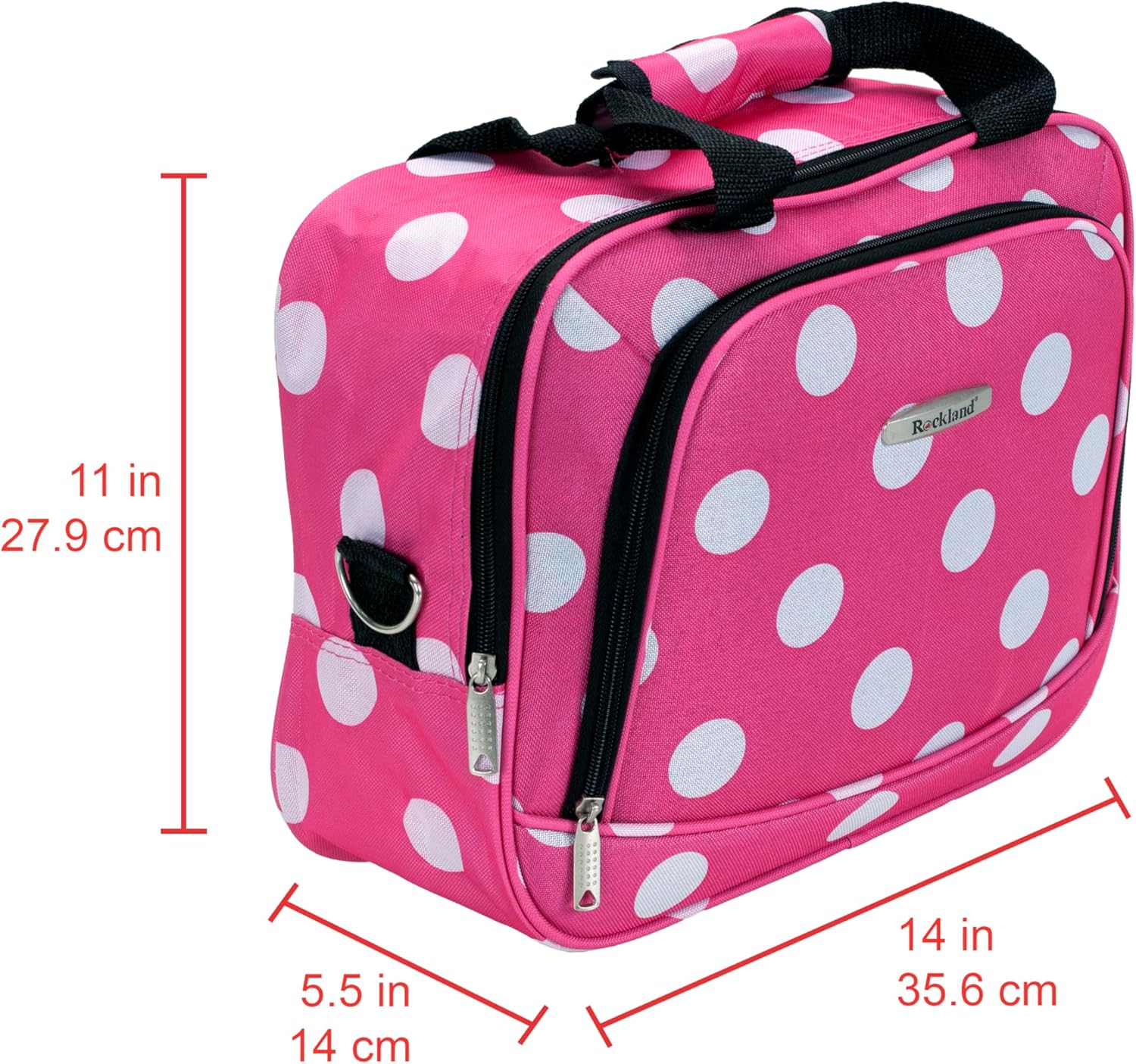 Rockland Fashion Softside Upright Luggage Set, Expandable, Pink Dots, 2-Piece (14/19) - Image 9