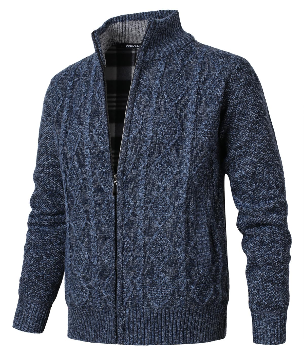 Maglione Cardigan da Uomo Giacca in Maglia a Cavo Maglioni Lavorato Manica Lunga Felpa Cardigans con Collo Alto Cerniera Cappotto in Pile Giubbotto