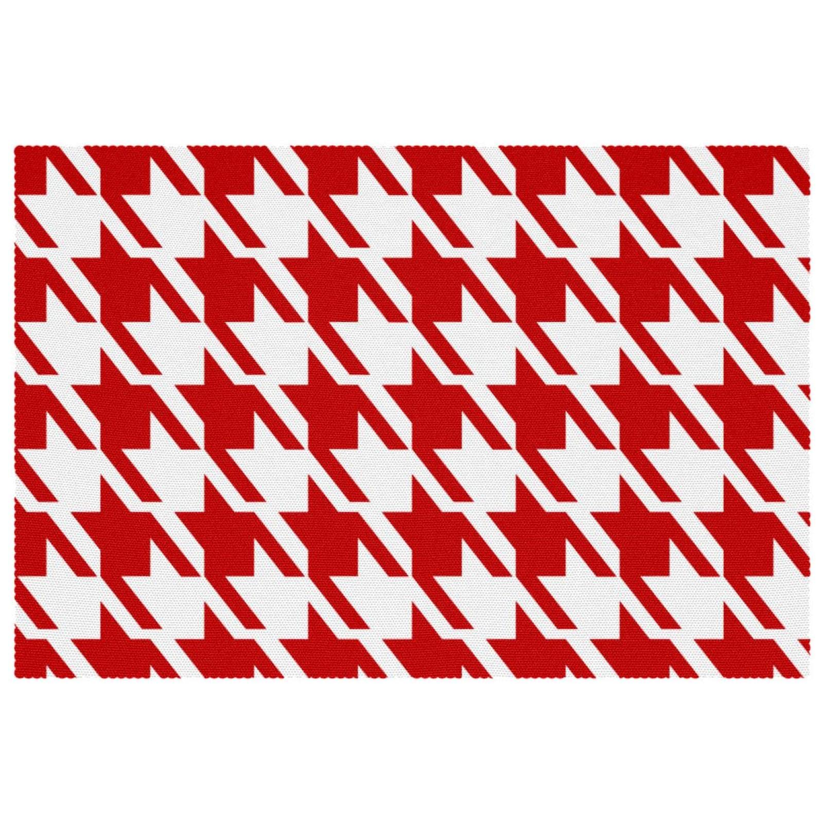 Set de table en tricot rouge rectangulaire antidérapant résistant chaleur 30x45
