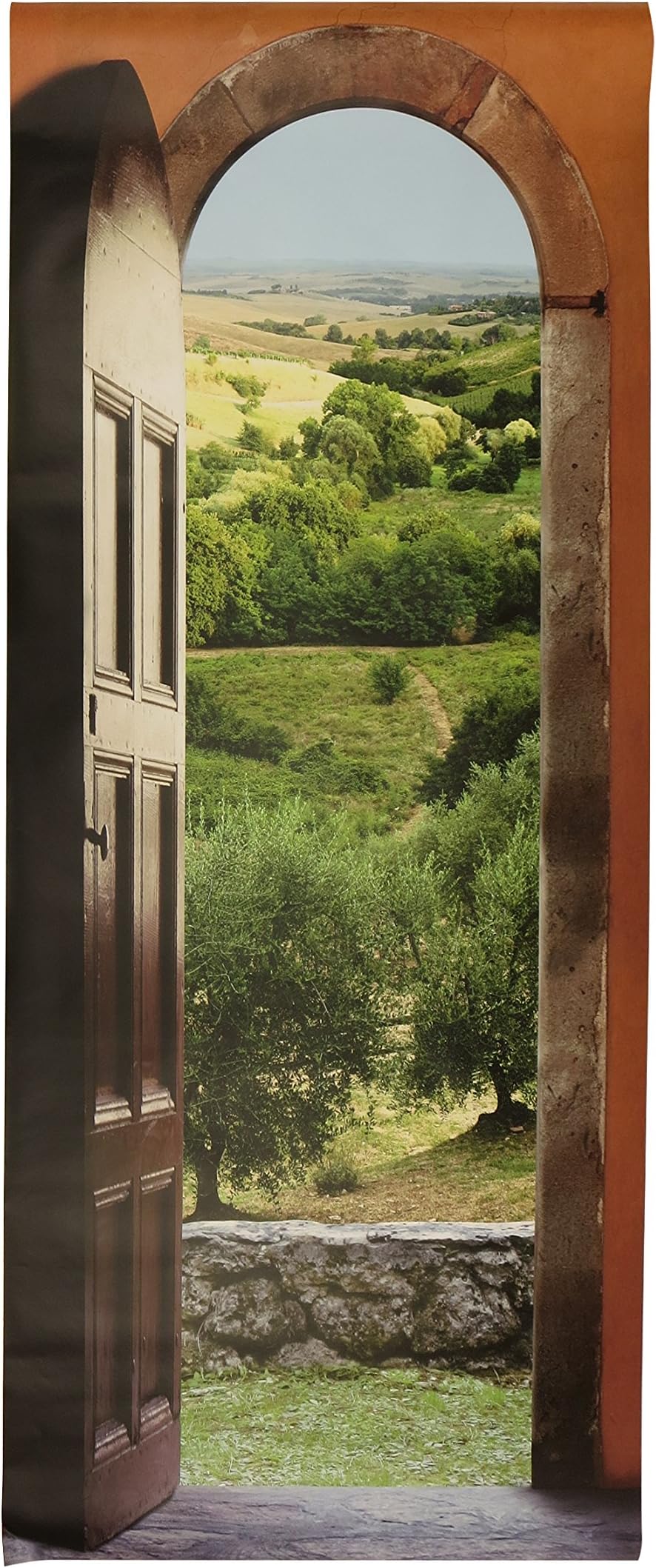 PLAGE Trompe L 'Oeil Door Self-Adhesive Polyvinyl Panorama Wall Decoration, Natural, multi-coloured, 83 x 0.1 x 204 cm