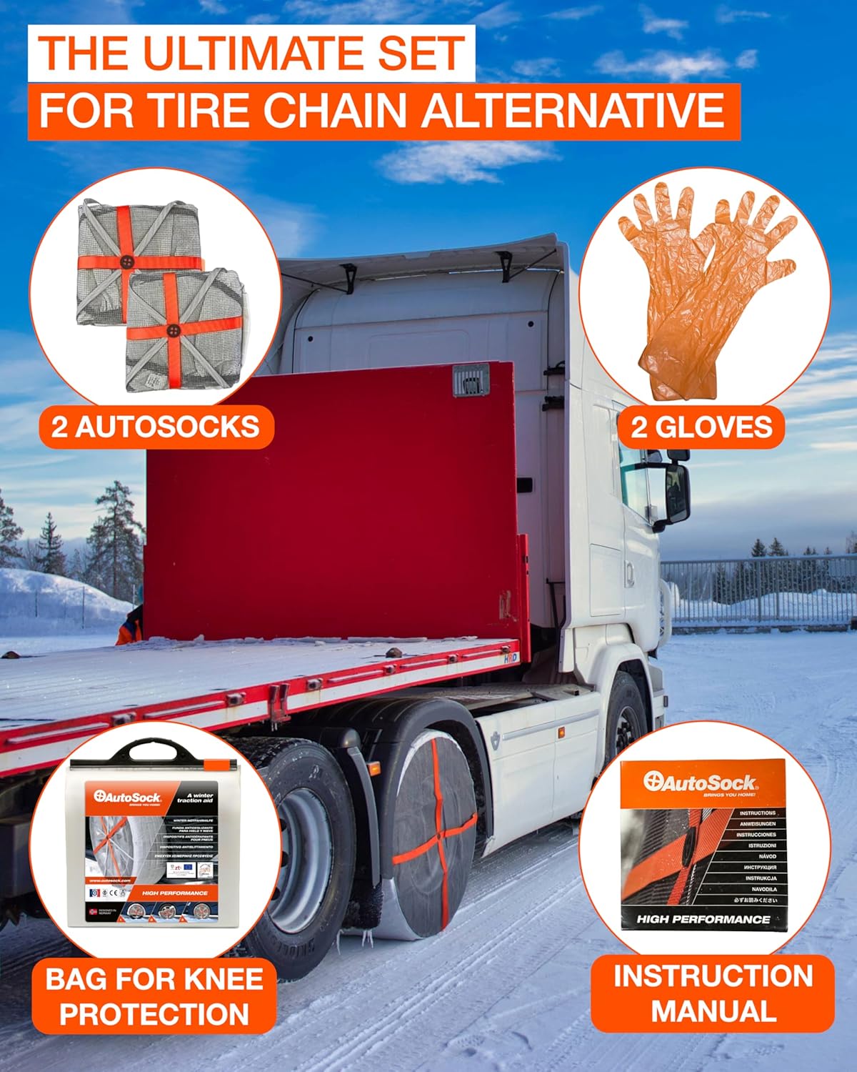 AutoSock for Commercial Vehicles and Trucks AL79, Snow Socks for Tires, Pack of 2