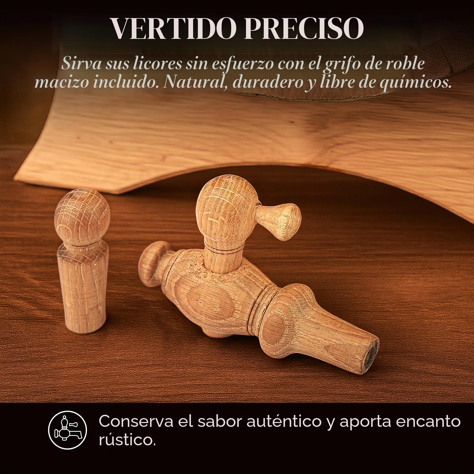 Barril de madera de roble natural 50L – Hecho a mano, ideal para vino, whisky, brandy y más, con soporte, tapón y grifo, barril de madera Barril de roble de 50 litros