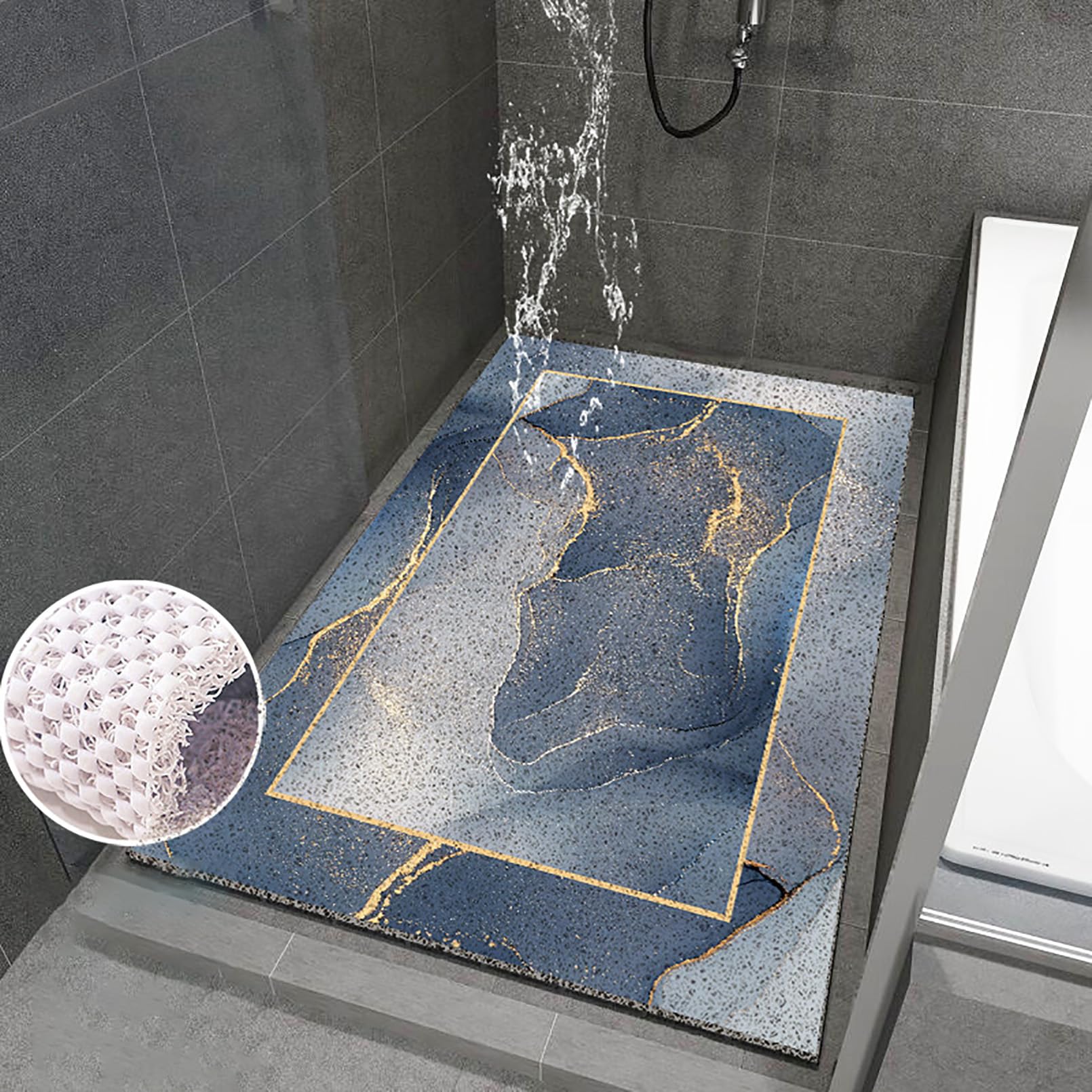 Tapis De Douche Antidérapant Pevfeciy 60x100 Cm Marin - PVC Confortable Et Drainage Rapide