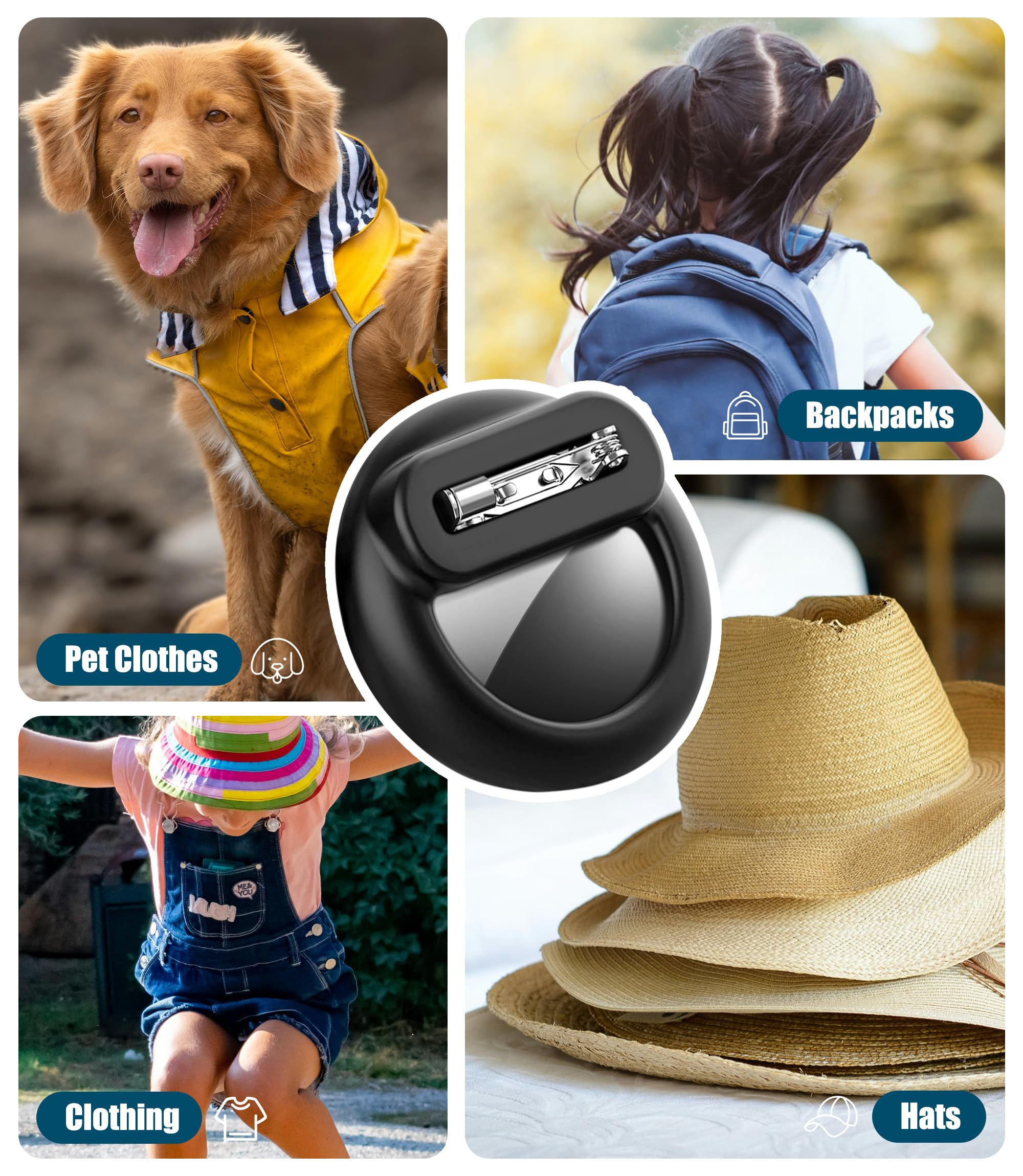 Coques Cachées Pour AirTag - Lot De 4 Avec épingle - Silicone Souple - Suivi Enfants, Animaux, Objets - 6
