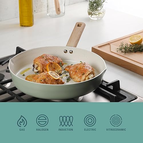 Miniatura 7 de Gibson Home Marbleton - Sartén grande de aluminio de 11 pulgadas, no tóxico, sartén antiadherente de cerámica de alta calidad, sartén para huevos de