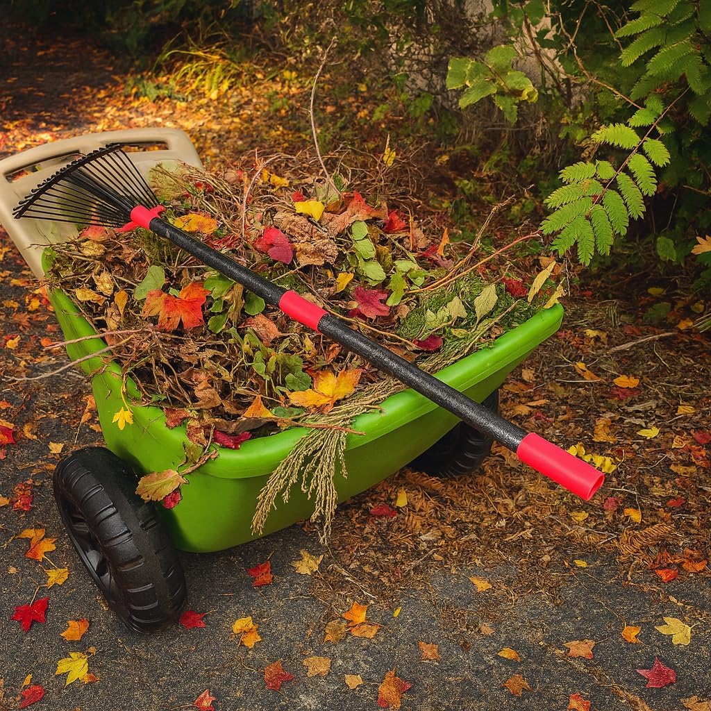 Collapsible Rake for Leaves - 70" Adjustable Long Handle Yard Rake, Expandable Metal Steel Head (8”-17”), Garden Leaf Rakes for Gardening Beds, Lawn,Narrow Shrub,Pine Needle,Outdoor Camping