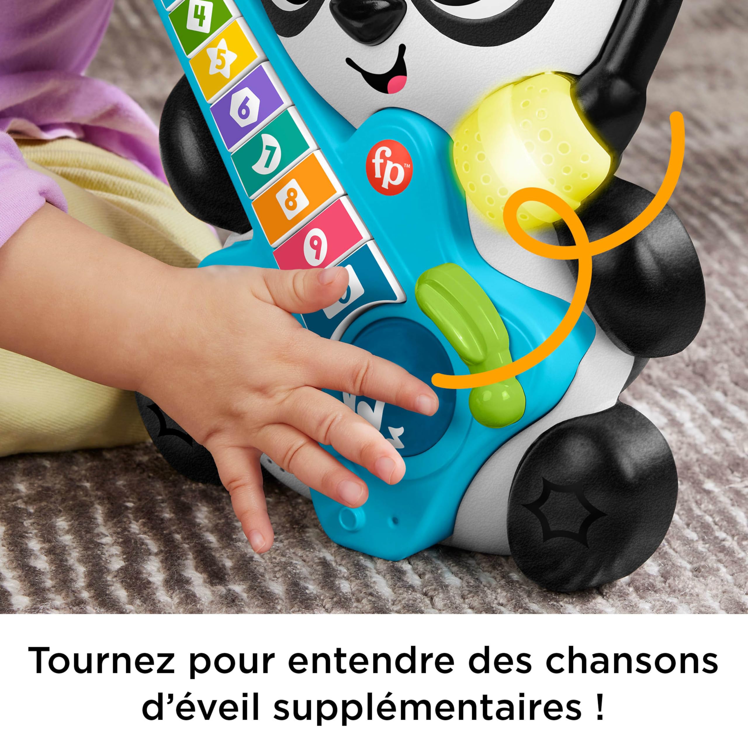 Fisher-Price Jouet d’éveil Sync Squad Panda Chiffres pour bébé et tout-petit avec musique et lumières interactives, à partir de 9 mois, version française, HYK95
