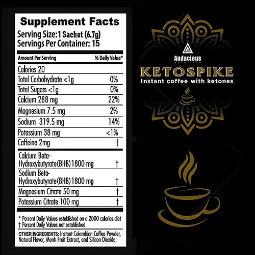 Miniatura 2 de KETOSPIKE - Café instantáneo con cetonas BHB, energía sostenida, paquetes de una sola porción, sin azúcar, sin nerviosismo, keto, paleo, vegano, 15