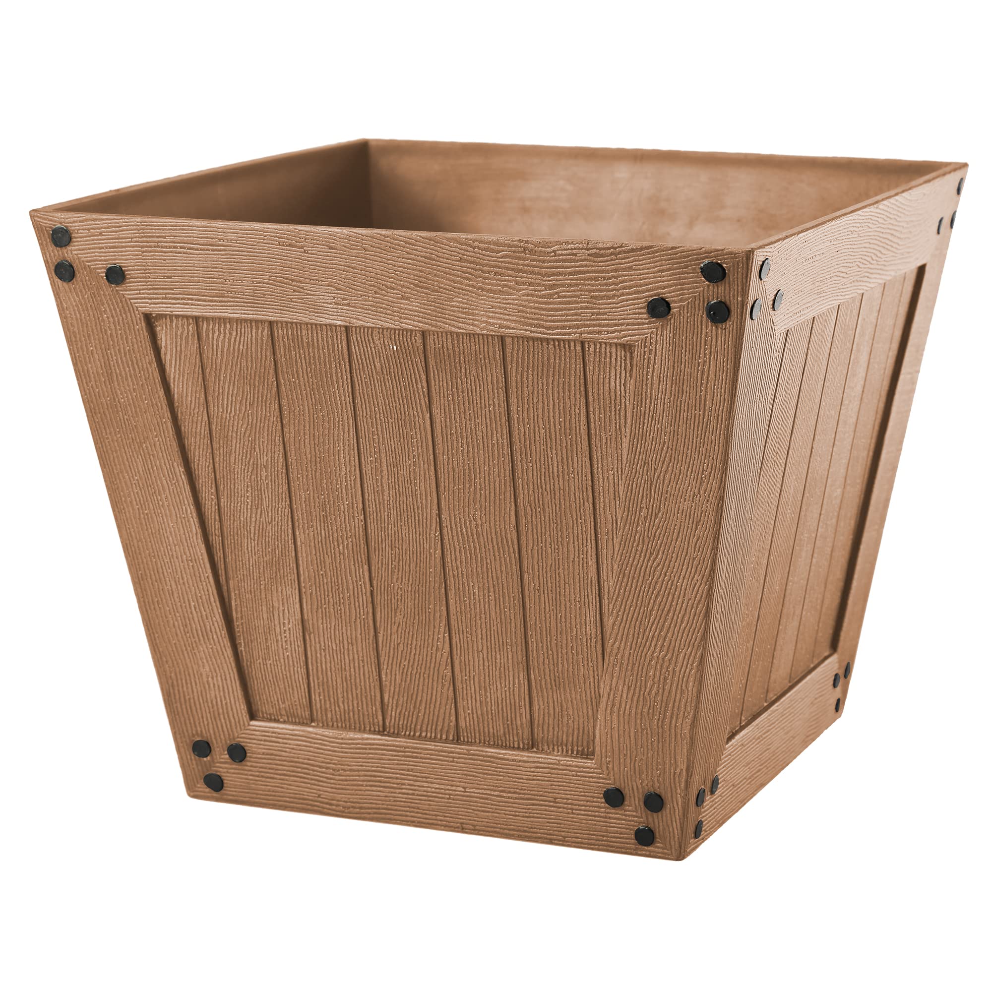 VERDENIA Macetero de Madera Ligero, Maceta Decorativa para Plantas para Interior y Exterior, Maceta de plástico, Cuadrada, 31 cm, 21575, Color marrón Claro