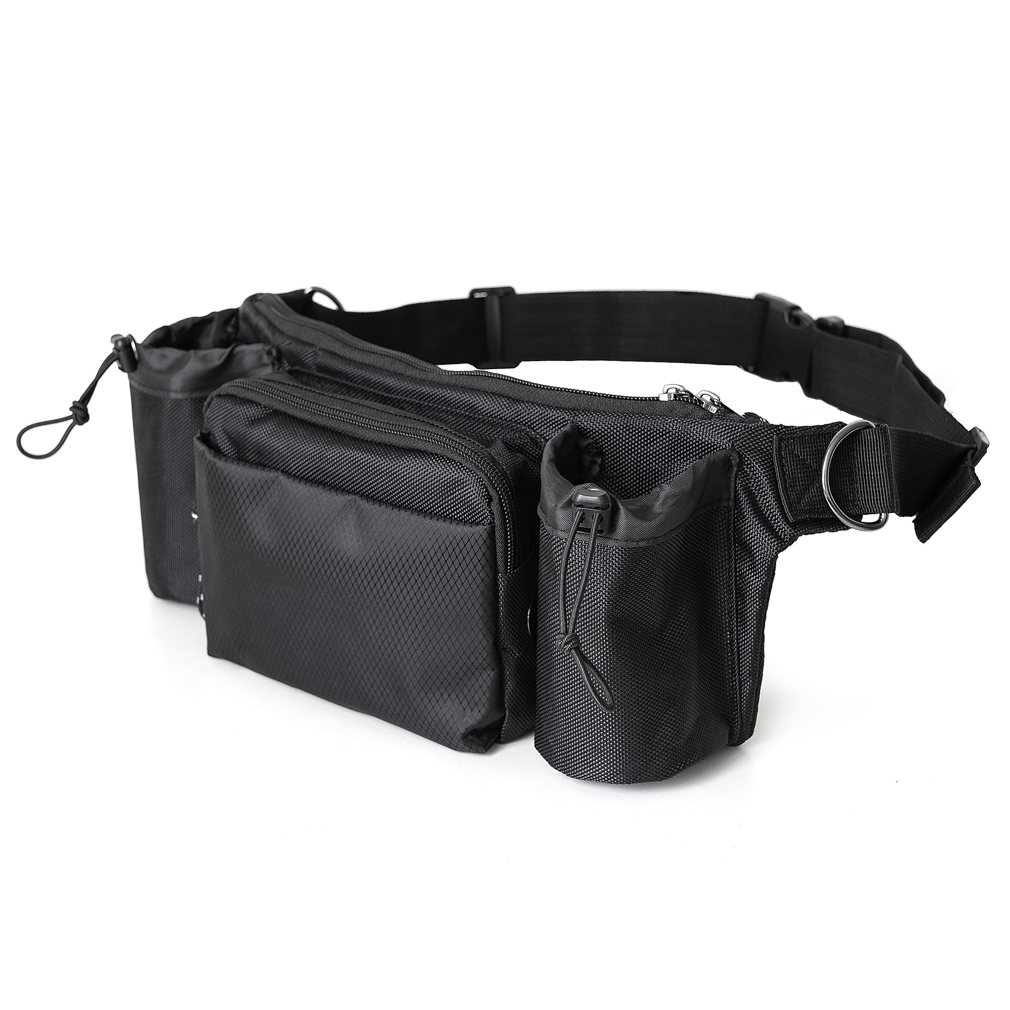 TIGERLI Dog Walking Fanny Pack with Magnetic Treat Pouch, Dual Water Bottle Holders, Poop Bag Dispenser, Waterproof Zipper, Adjustable Strap, 2