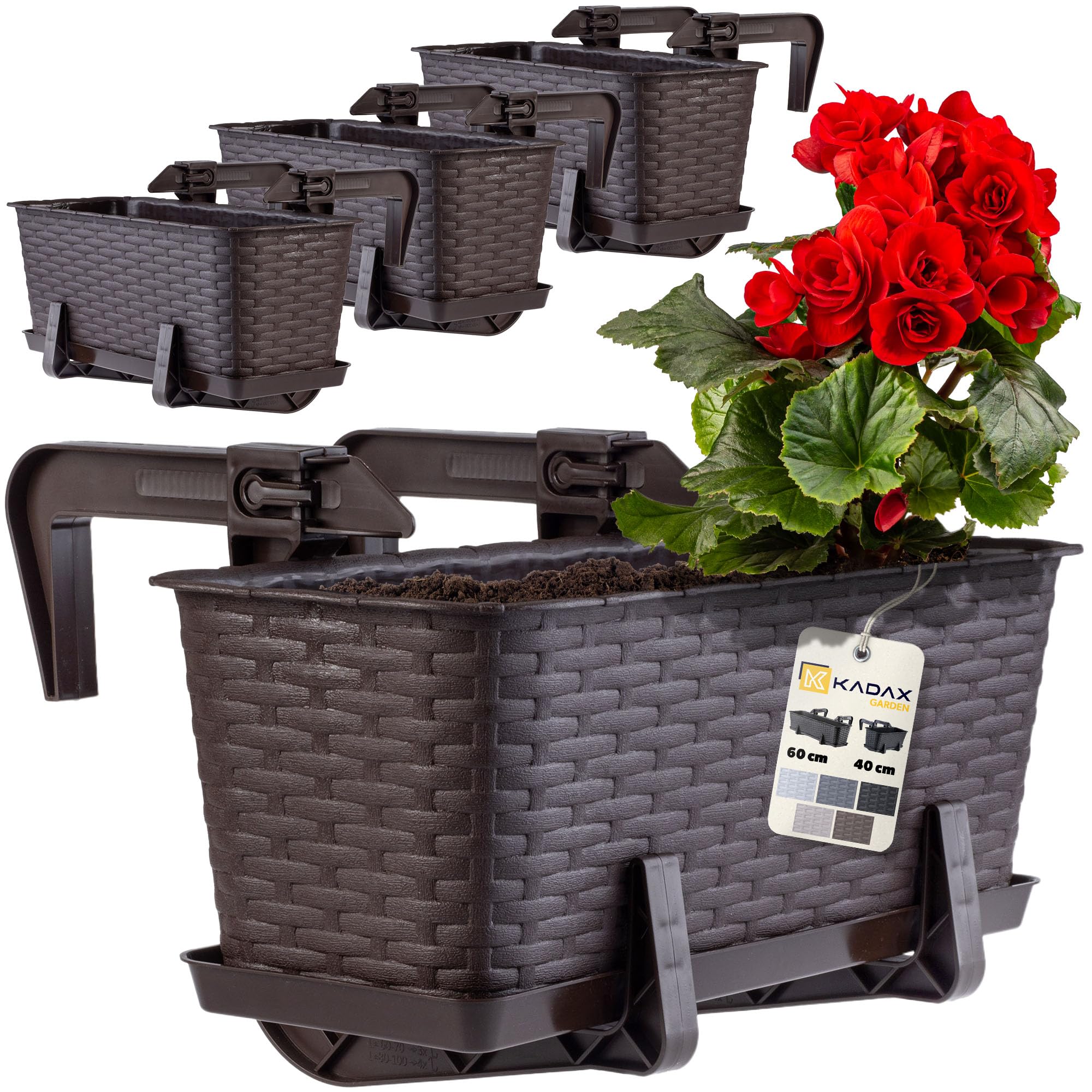 Worth Set di fioriere rotonde da giardino alte 9 galloni, 5,1-35,6 cm di diametro x 53,3 cm di altezza, per piante da esterno, grandi vasi da fiori