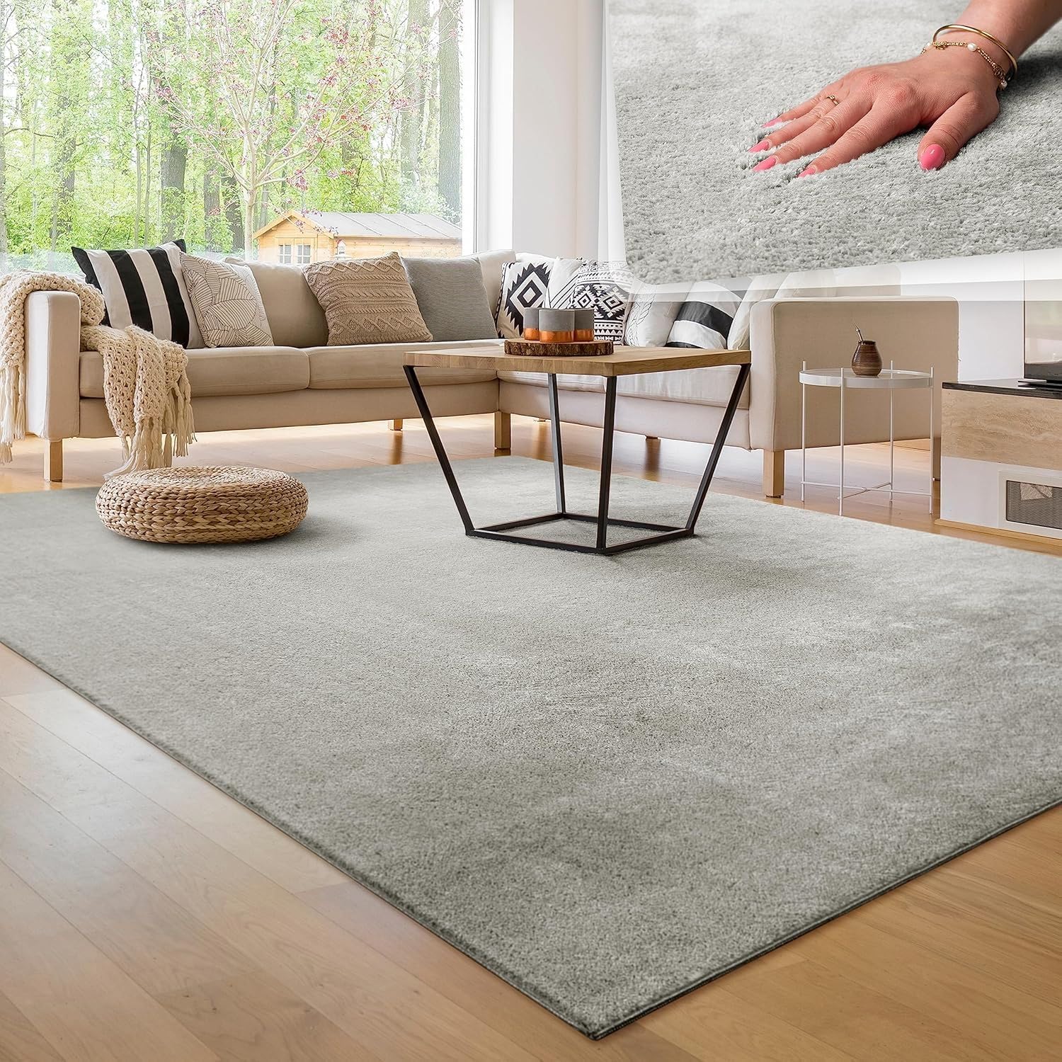 DONATELLA Alfombra Loft 200 - Alfombra Moderna y mullida de Pelo Corto, Parte Inferior Antideslizante, Muy Suave - 120x170 cm., Gris Claro OEKO-TEX STANDARD 100
