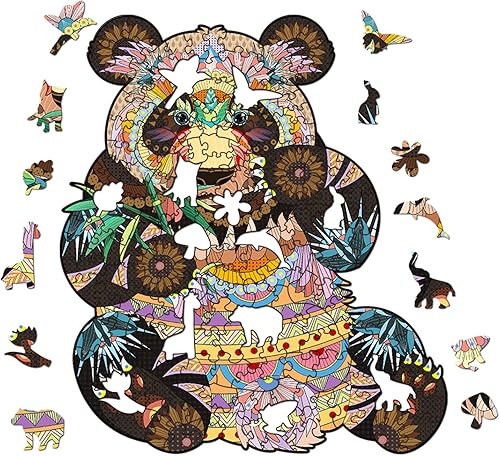 Miniatura 6 de Rompecabezas de madera, rompecabezas de panda 3D irregular, el mejor regalo para niños y adultos (grande)