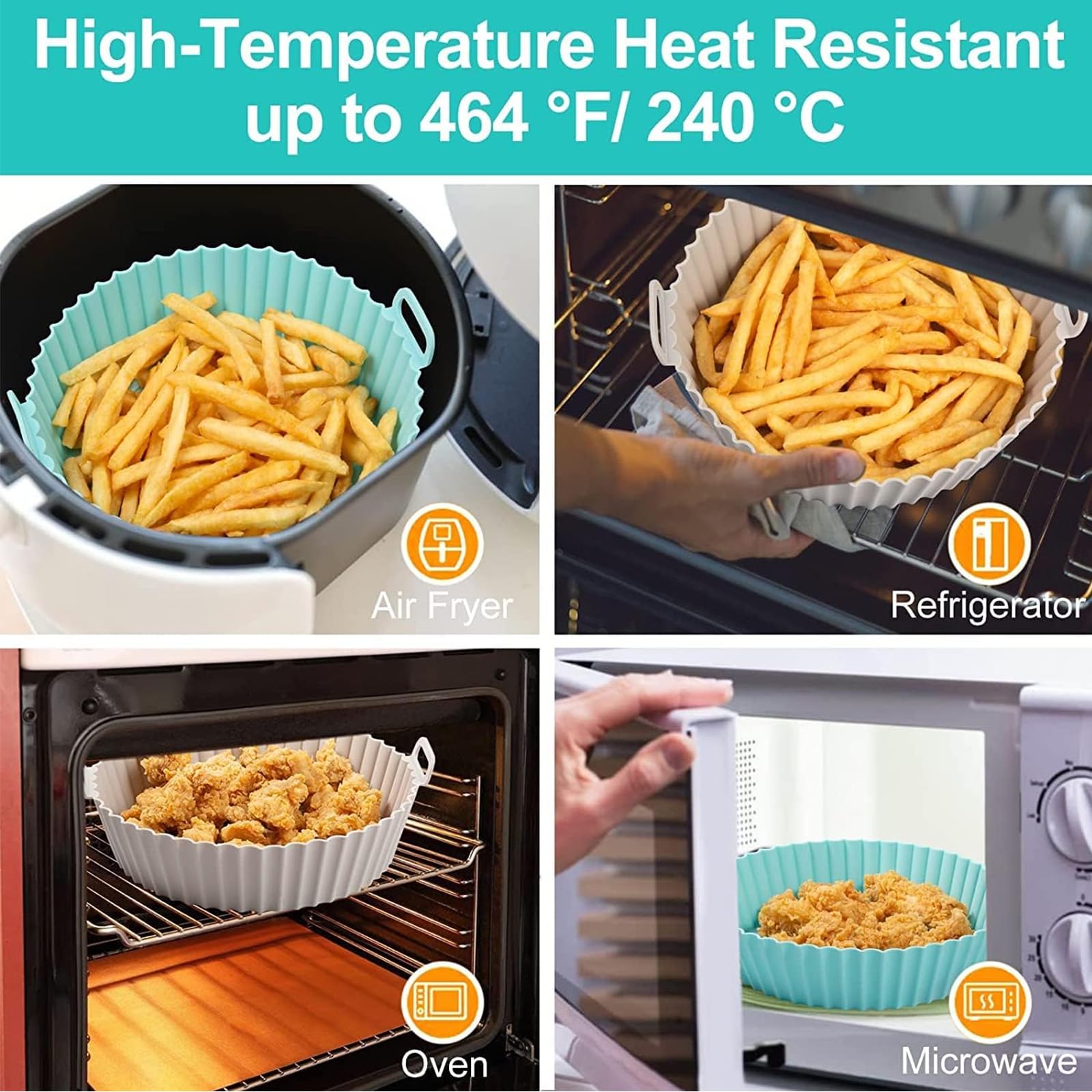 Accessoire Air Fryer, 20cm Moule Air Fryer, Plat Silicone Pot Panier